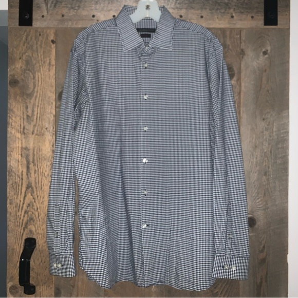 Men’s 16 34/35 Large JOHN VARVATOS STAR USA Navy Black White REGULAR FIT Shirt - Picture 1 of 16